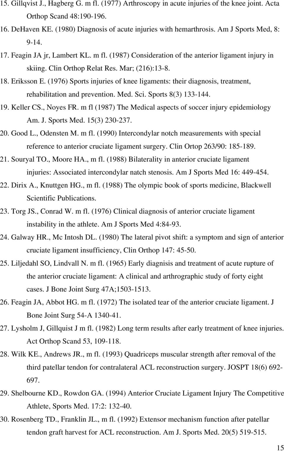 (1976) Sports injuries of knee ligaments: their diagnosis, treatment, rehabilitation and prevention. Med. Sci. Sports 8(3) 133-144. 19. Keller CS., Noyes FR.