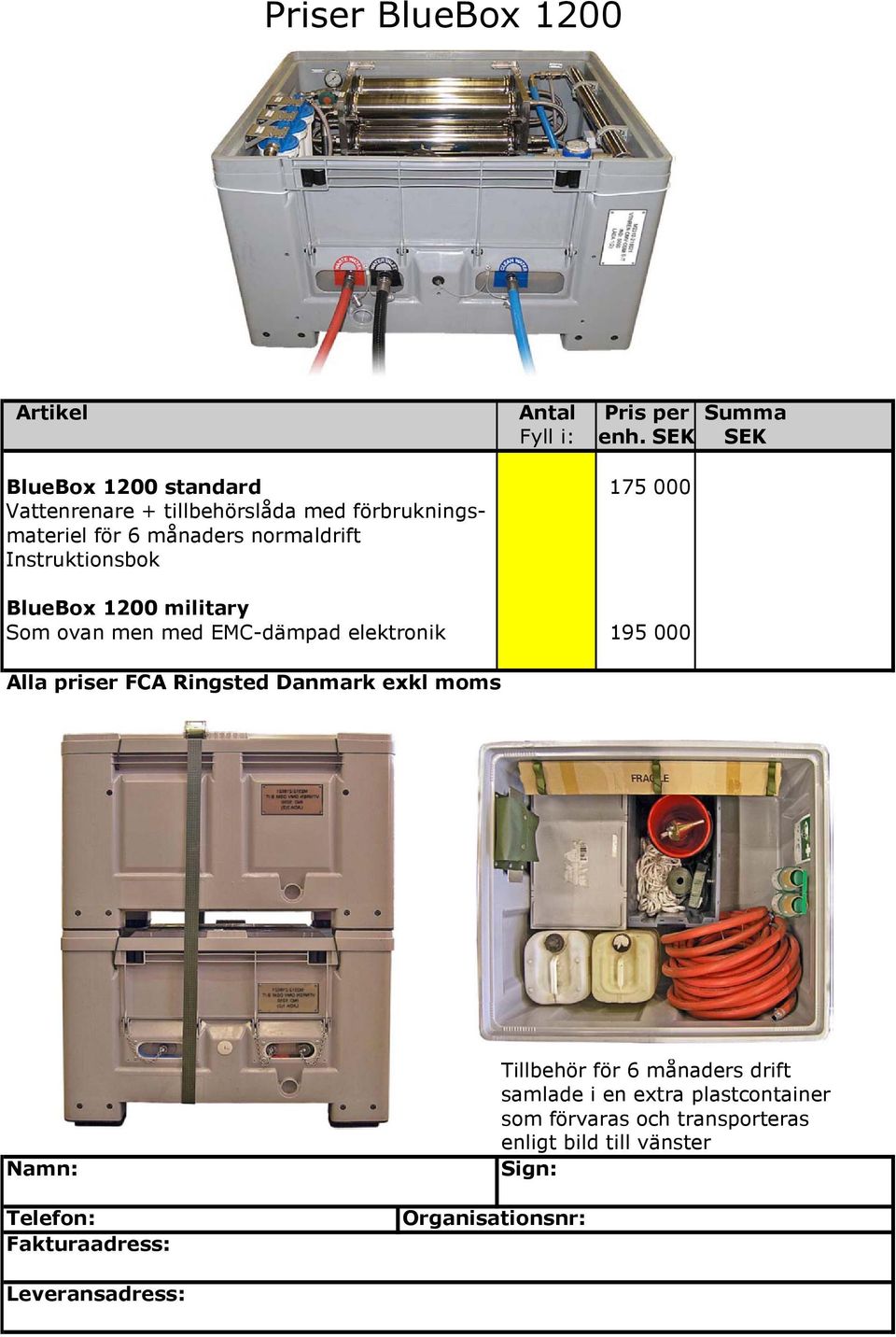 Instruktionsbok BlueBox 1200 military Som ovan men med EMC-dämpad elektronik 195 000 Alla priser FCA Ringsted Danmark exkl