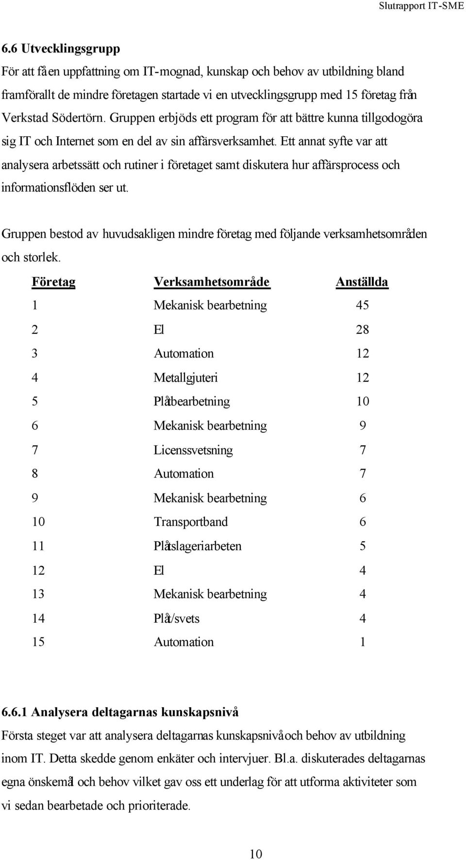 Ett annat syfte var att analysera arbetssätt och rutiner i företaget samt diskutera hur affärsprocess och informationsflöden ser ut.