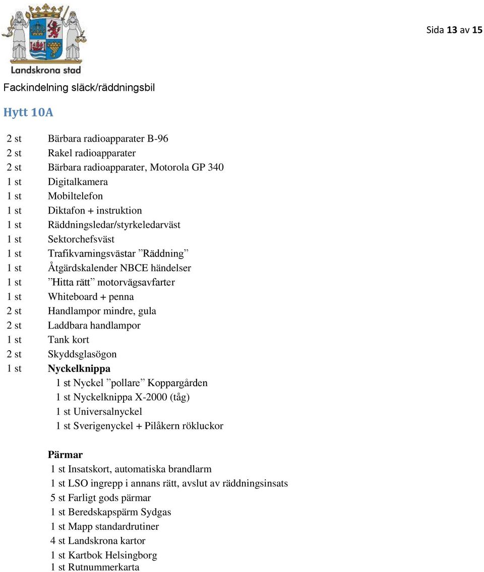 mindre, gula 2 st Laddbara handlampor 1 st Tank kort 2 st Skyddsglasögon 1 st Nyckelknippa 1 st Nyckel pollare Koppargården 1 st Nyckelknippa X-2000 (tåg) 1 st Universalnyckel 1 st Sverigenyckel +