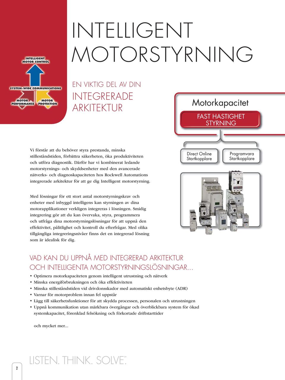 Därför har vi kombinerat ledande motorstyrnings- och skyddsenheter med den avancerade nätverks- och diagnoskapaciteten hos Rockwell Automations integrerade arkitektur för att ge dig Intelligent