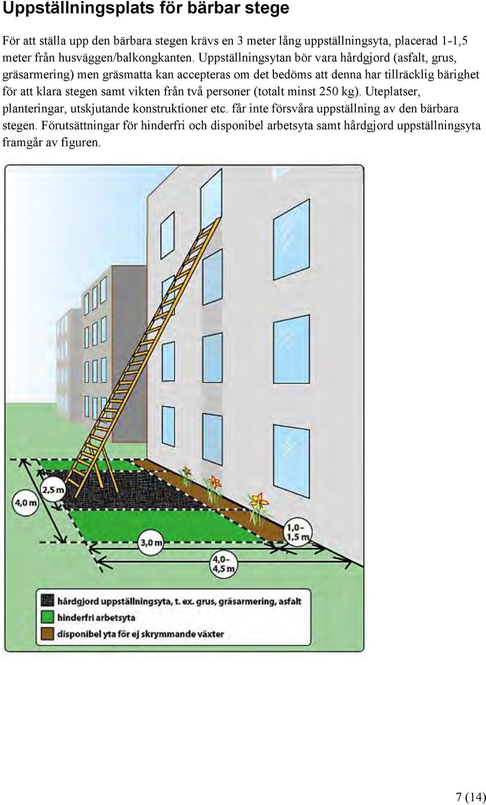 Uppställningsytan bör vara hårdgjord (asfalt, grus, gräsarmering) men gräsmatta kan accepteras om det bedöms att denna har tillräcklig bärighet för att