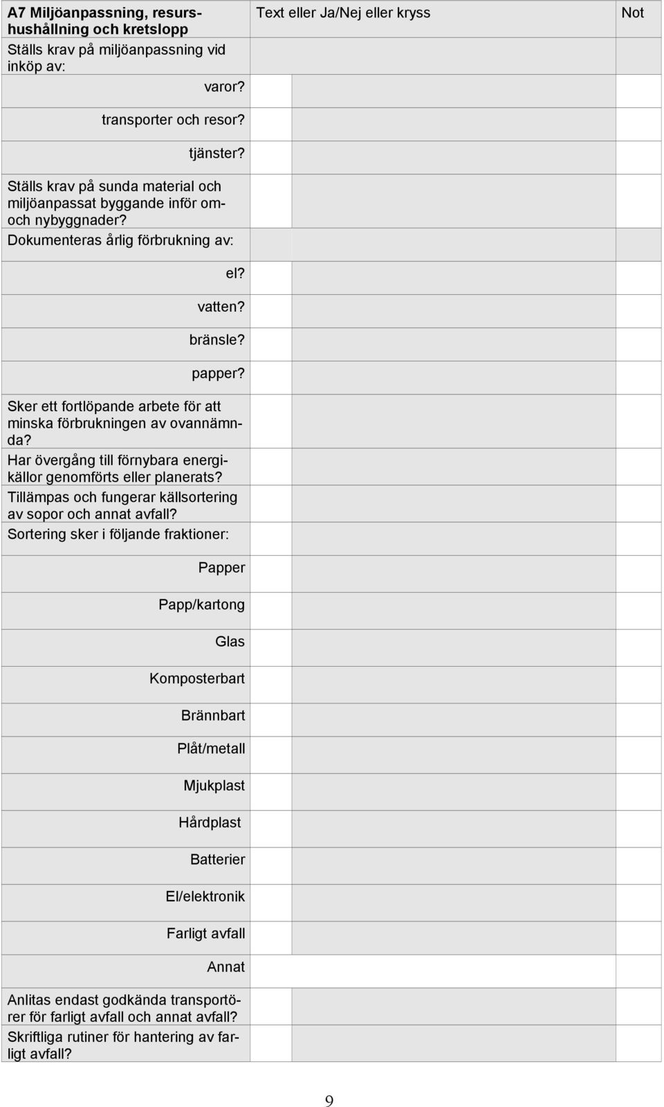 Sker ett fortlöpande arbete för att minska förbrukningen av ovannämnda? Har övergång till förnybara energikällor genomförts eller planerats?