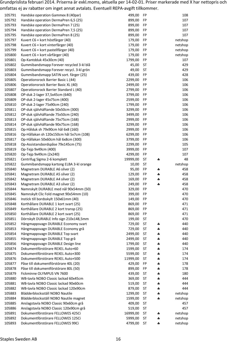 netshop 105799 Kuvert C6 + kort pastellfärger (40) 179,00 FP netshop 105800 Kuvert C6 + kort vårfärger (40) 179,00 FP netshop 105801 Op-Kantdduk 45x30cm (40) 1799,00 FP 107 105802 Gummibandsmapp