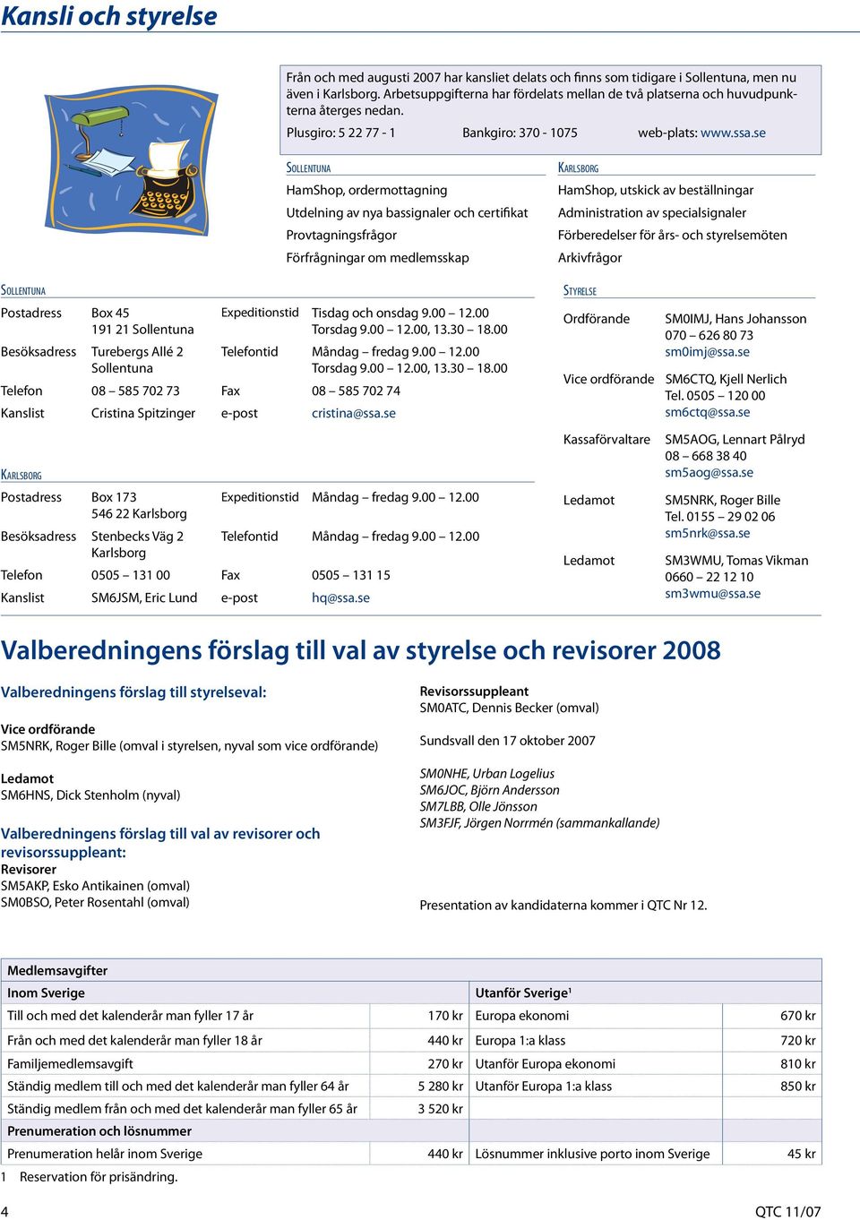 se SOLLENTUNA HamShop, ordermottagning Utdelning av nya bassignaler och certifikat Provtagningsfrågor Förfrågningar om medlemsskap KARLSBORG HamShop, utskick av beställningar Administration av