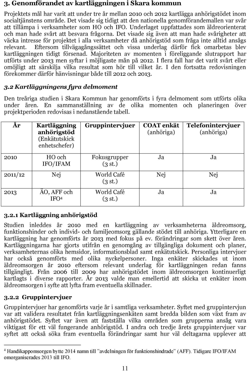 Det visade sig även att man hade svårigheter att väcka intresse för projektet i alla verksamheter då anhörigstöd som fråga inte alltid ansågs relevant.