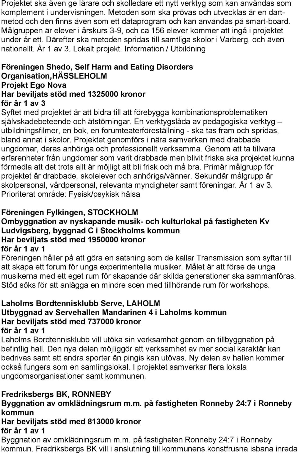 Målgruppen är elever i årskurs 3-9, och ca 156 elever kommer att ingå i projektet under år ett. Därefter ska metoden spridas till samtliga skolor i Varberg, och även nationellt. År 1 av 3.