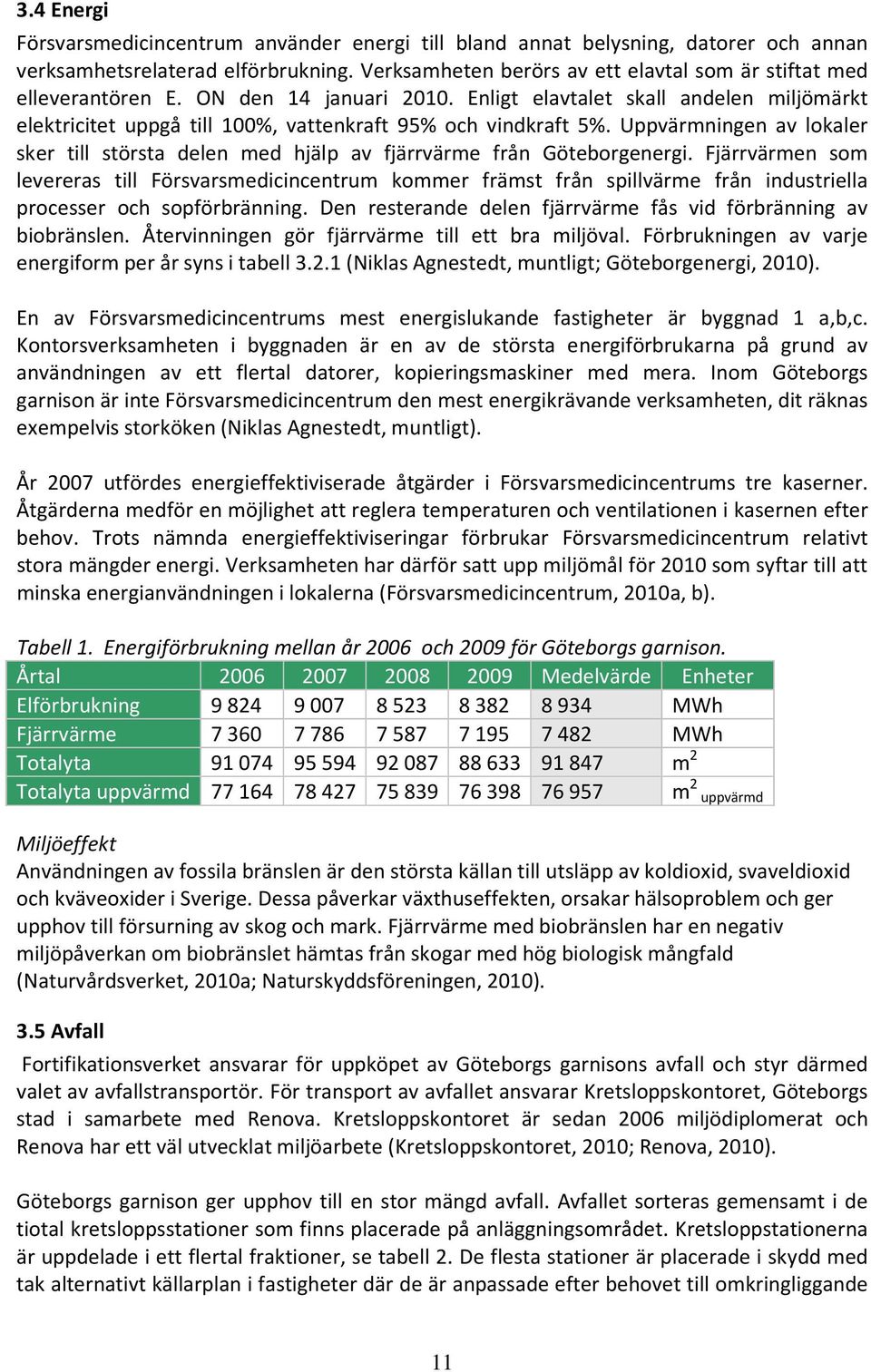 Enligt elavtalet skall andelen miljömärkt elektricitet uppgå till 100%, vattenkraft 95% och vindkraft 5%. Uppvärmningen av lokaler sker till största delen med hjälp av fjärrvärme från Göteborgenergi.