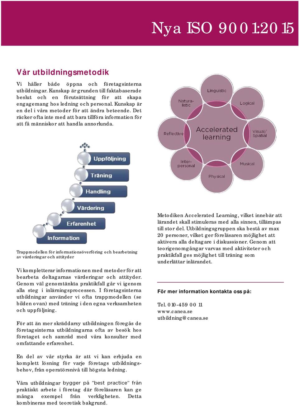 Trappmodellen för informationsöverföring och bearbetning av värderingar och attityder Vi kompletterar informationen med metoder för att bearbeta deltagarnas värderingar och attityder.