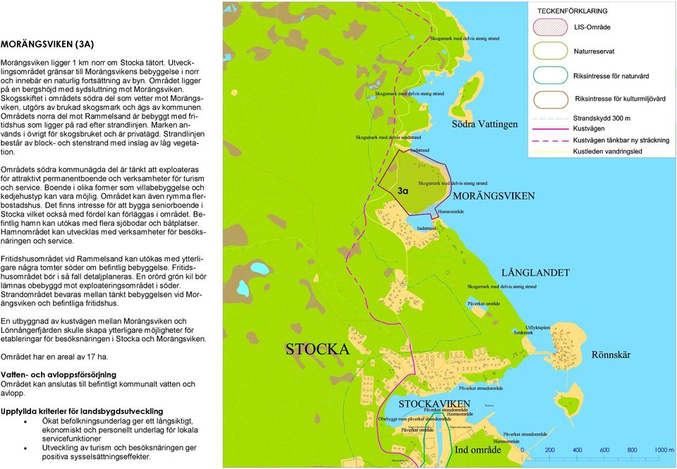 Områdets norra del mot Rammelsand är bebyggt med fritidshus som ligger på rad efter strandlinjen. Marken används i övrigt för skogsbruket och är privatägd.