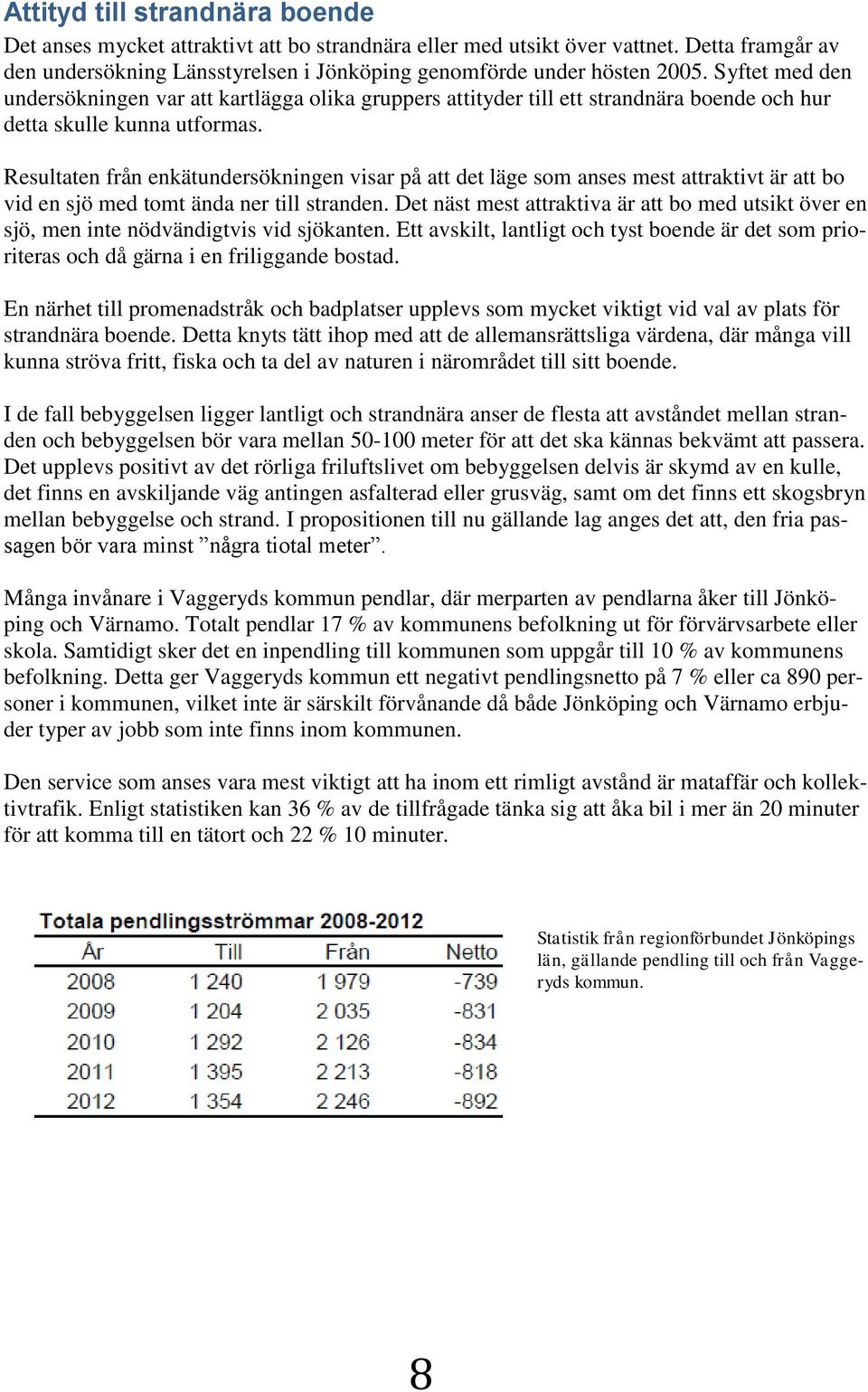 Resultaten från enkätundersökningen visar på att det läge som anses mest attraktivt är att bo vid en sjö med tomt ända ner till stranden.