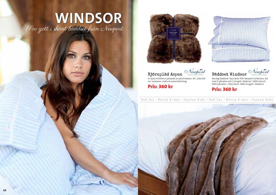 Bäddset Windsor randigt bäddset i fyra delar från Newport Collection.