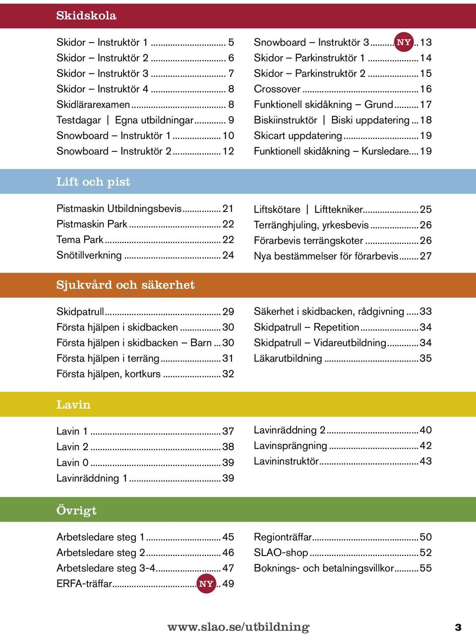 ..17 Biskiinstruktör Biski uppdatering...18 Skicart uppdatering...19 Funktionell skidåkning Kursledare...19 Lift och pist Pistmaskin Utbildningsbevis...21 Pistmaskin Park...22 Tema Park.