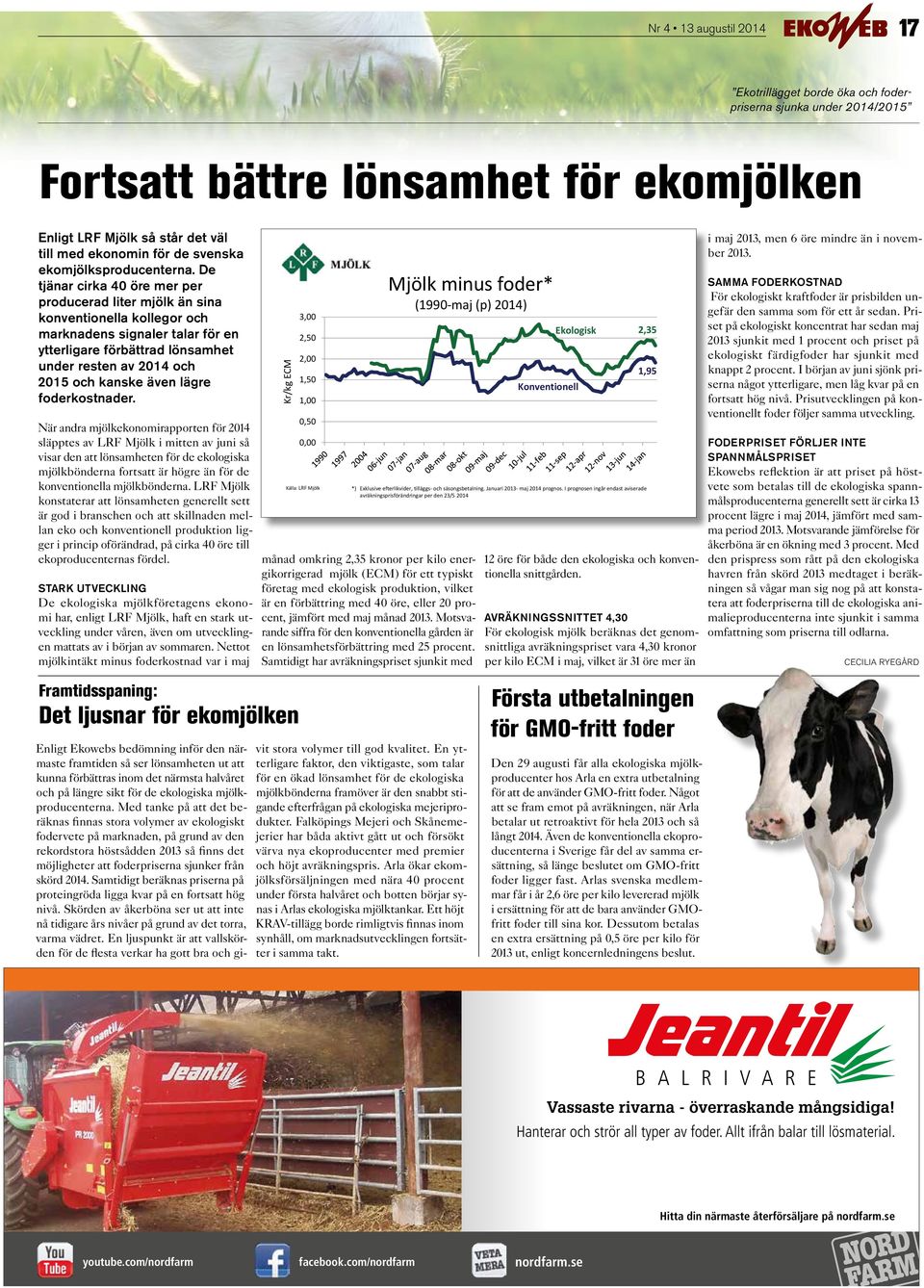 De tjänar cirka 40 öre mer per producerad liter mjölk än sina konventionella kollegor och marknadens signaler talar för en ytterligare förbättrad lönsamhet under resten av 2014 och 2015 och kanske