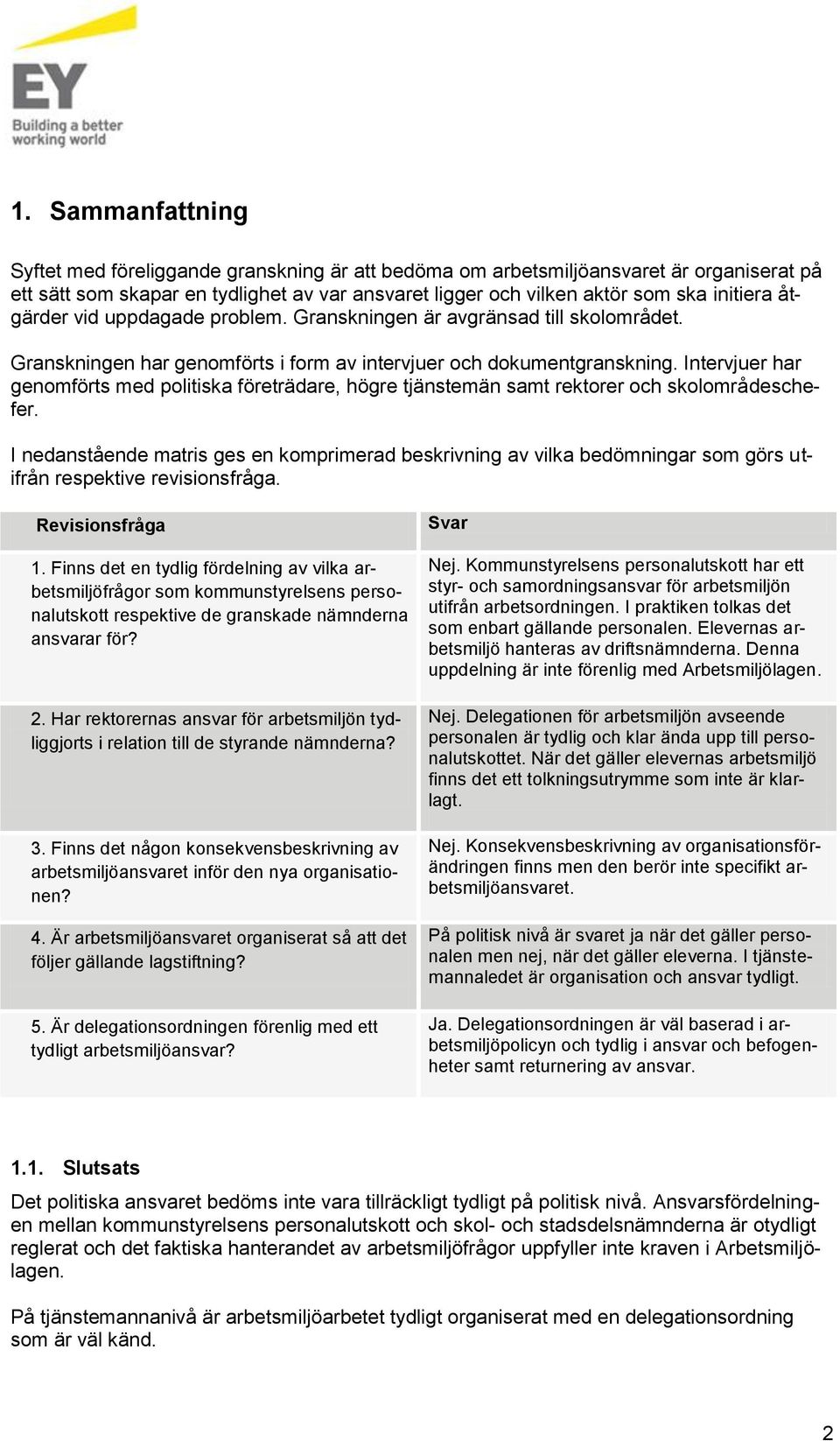 Intervjuer har genomförts med politiska företrädare, högre tjänstemän samt rektorer och skolområdeschefer.