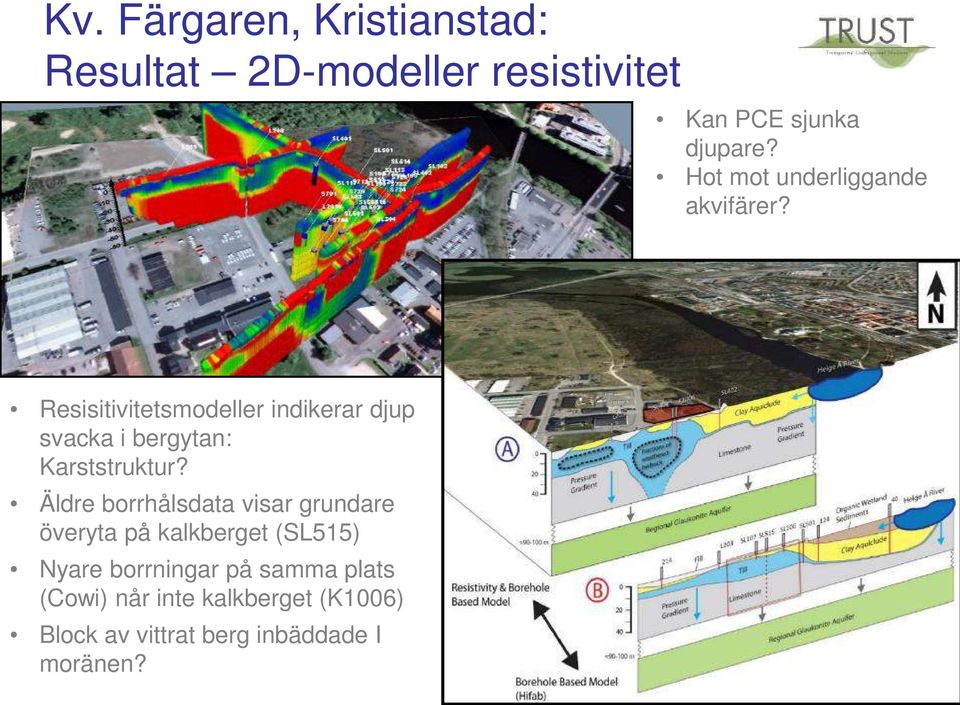 Resisitivitetsmodeller indikerar djup svacka i bergytan: Karststruktur?