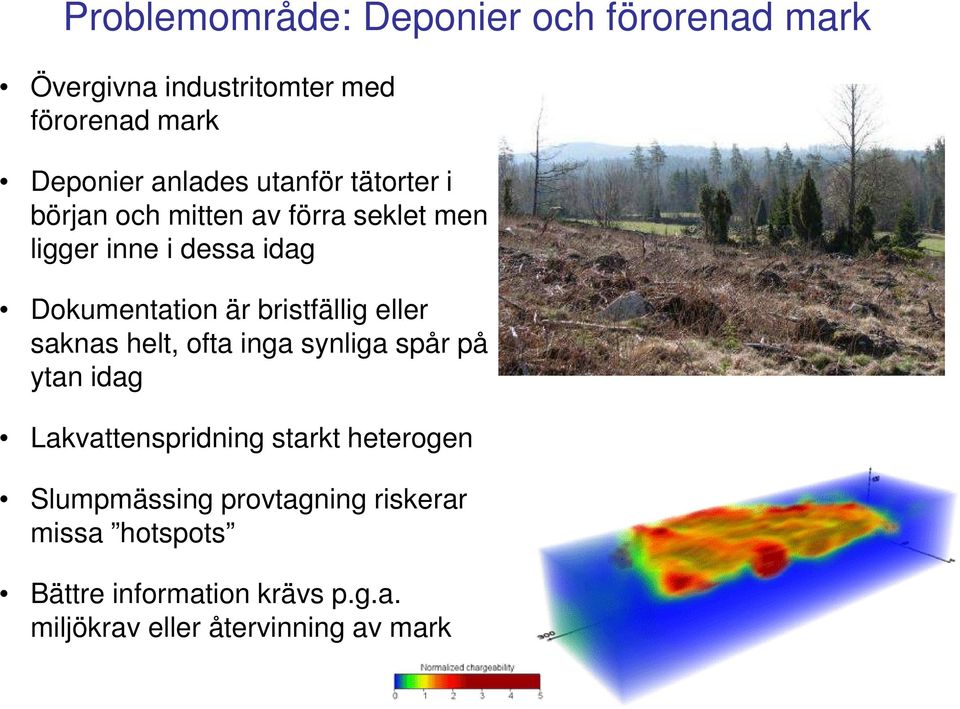 bristfällig eller saknas helt, ofta inga synliga spår på ytan idag Lakvattenspridning starkt heterogen