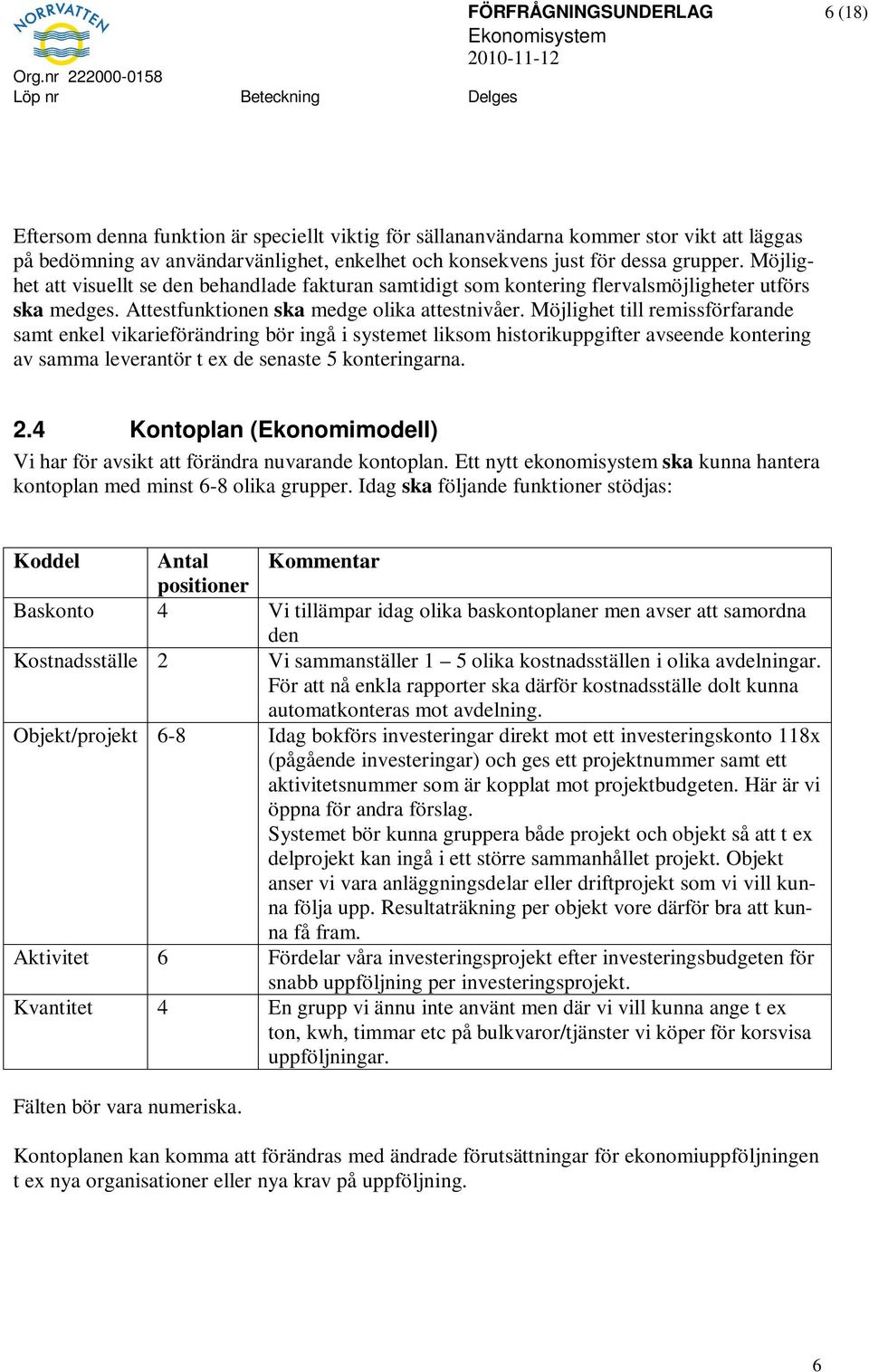 Möjlighet till remissförfarande samt enkel vikarieförändring bör ingå i systemet liksom historikuppgifter avseende kontering av samma leverantör t ex de senaste 5 konteringarna. 2.