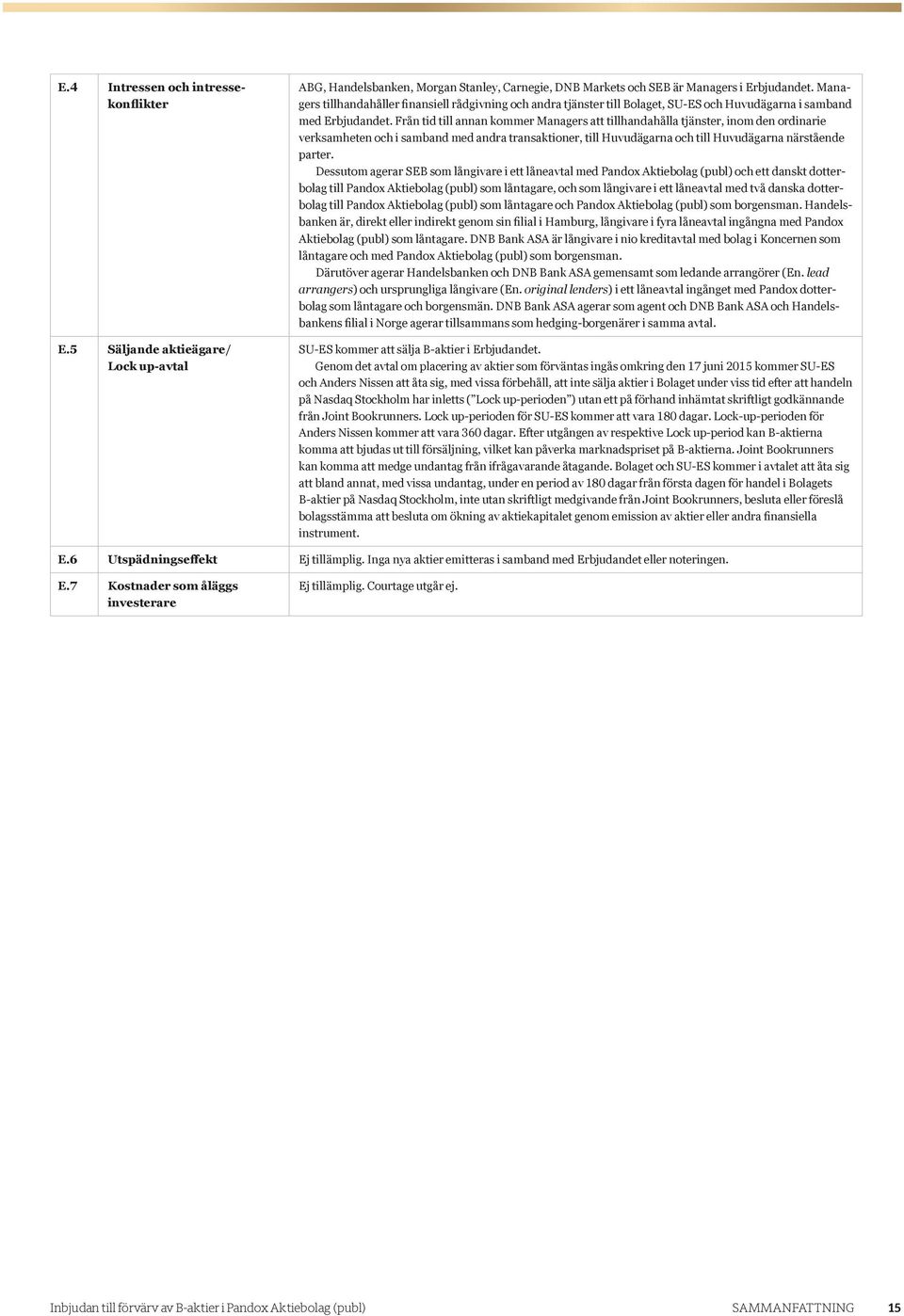 Från tid till annan kommer Managers att tillhandahålla tjänster, inom den ordinarie verksamheten och i samband med andra transaktioner, till Huvudägarna och till Huvud ägarna närstående parter.