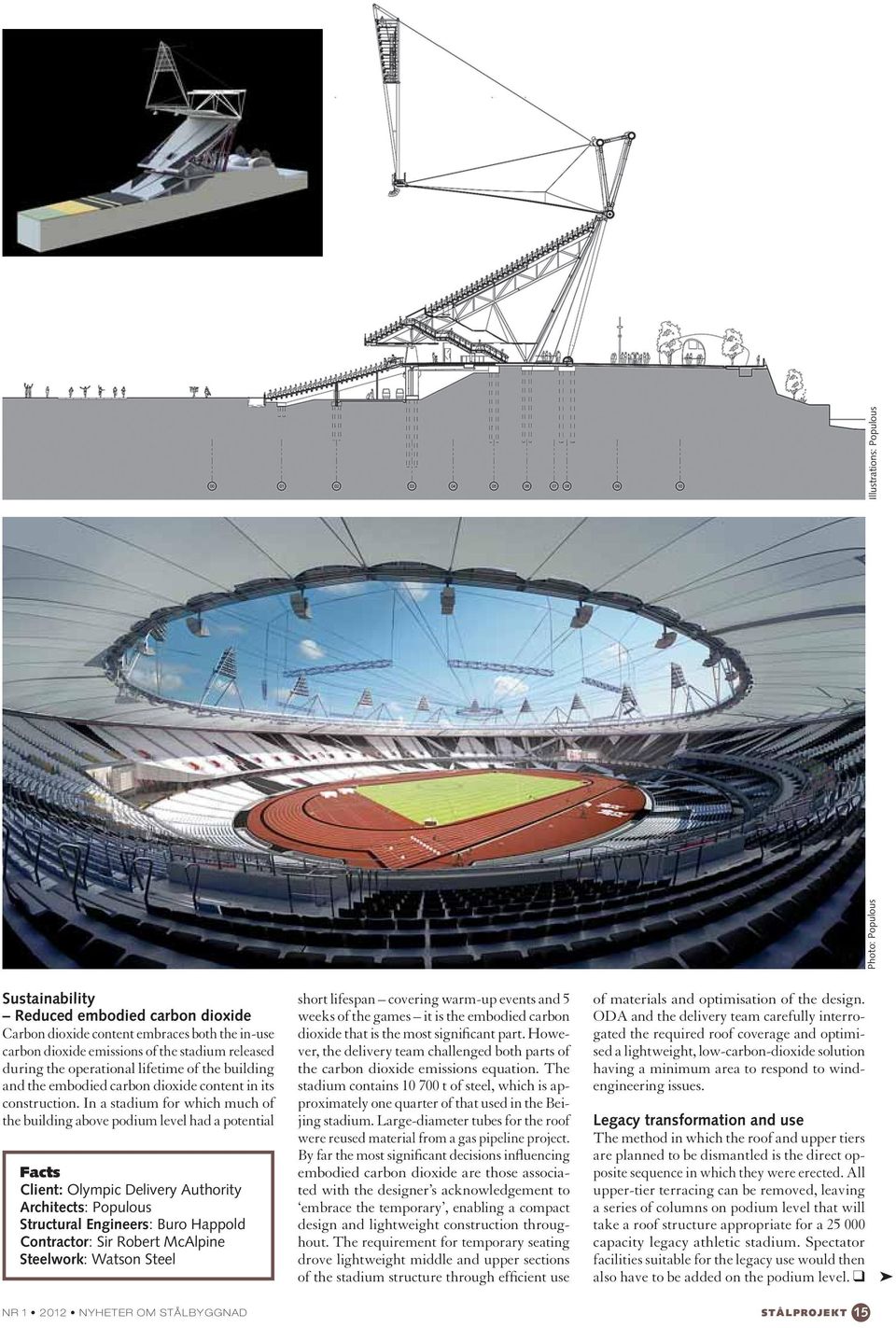 In a stadium for which much of the building above podium level had a potential Facts Client: Olympic Delivery Authority Architects: Populous Structural Engineers: Buro Happold Contractor: Sir Robert