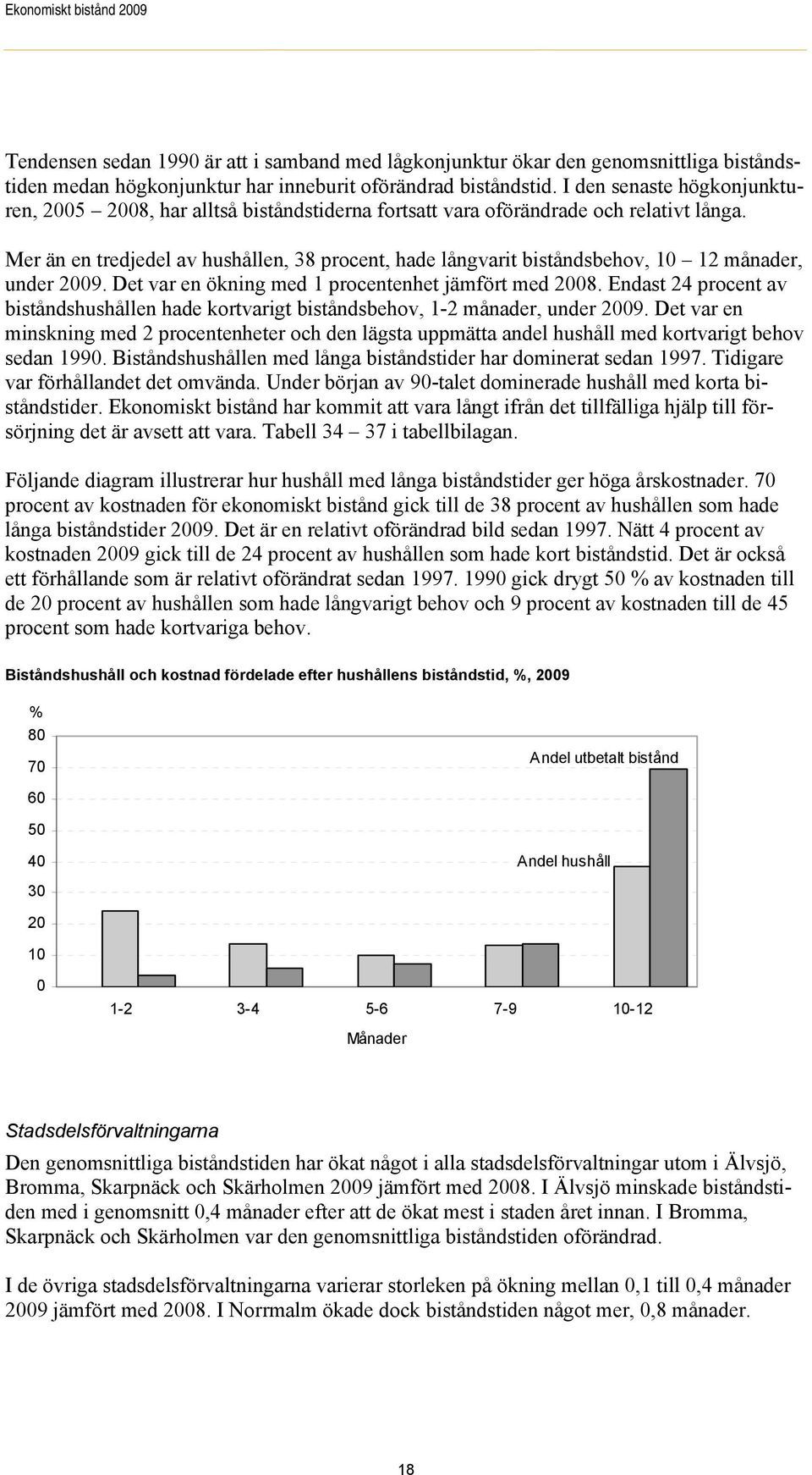 Mer än en tredjedel av hushållen, 38 procent, hade långvarit biståndsbehov, 10 12 månader, under 2009. Det var en ökning med 1 procentenhet jämfört med 2008.