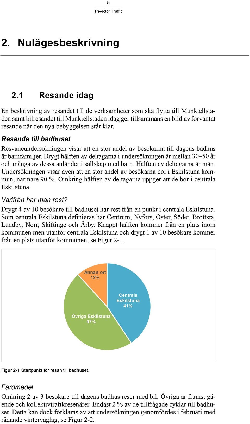 bebyggelsen står klar. Resande till badhuset Resvaneundersökningen visar att en stor andel av besökarna till dagens badhus är barnfamiljer.