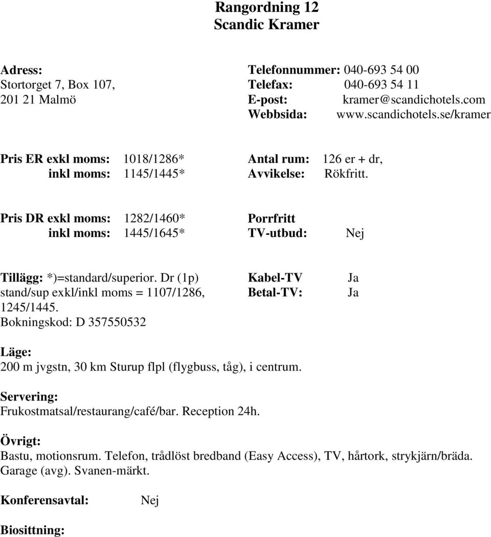 Pris DR exkl moms: 1282/1460* inkl moms: 1445/1645* stand/sup exkl/inkl moms = 1107/1286, 1245/1445.