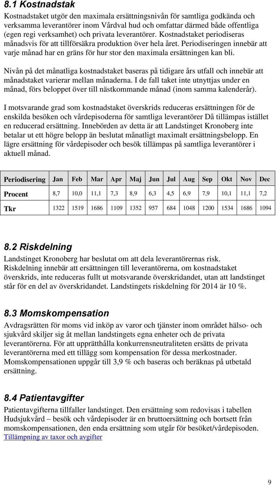 Periodiseringen innebär att varje månad har en gräns för hur stor den maximala ersättningen kan bli.