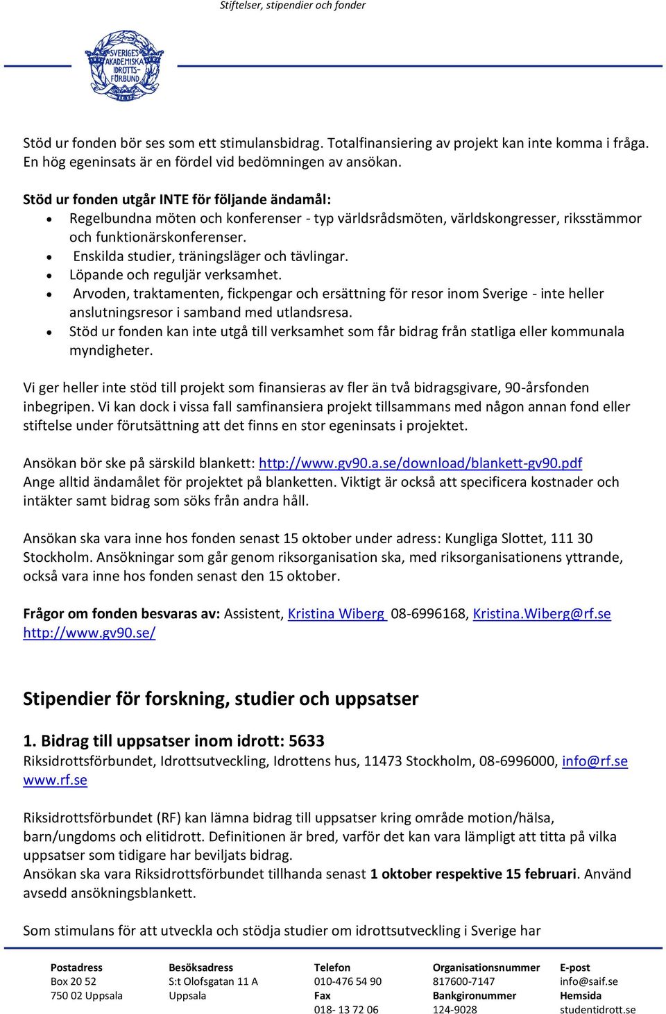 Sök pengar och utveckla svensk studentidrott - PDF Free Download