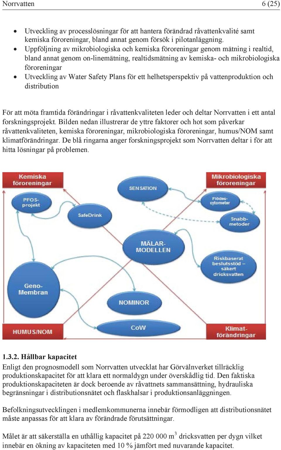 Safety Plans för ett helhetsperspektiv på vattenproduktion och distribution För att möta framtida förändringar i råvattenkvaliteten leder och deltar Norrvatten i ett antal forskningsprojekt.