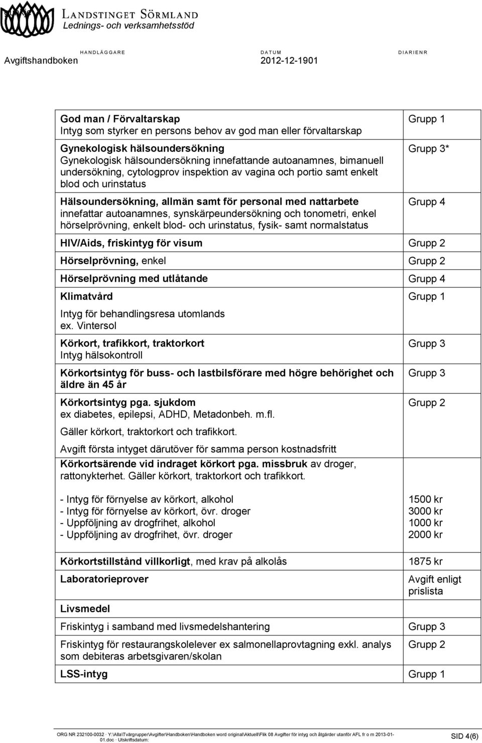 synskärpeundersökning och tonometri, enkel hörselprövning, enkelt blod- och urinstatus, fysik- samt normalstatus * Grupp 4 HIV/Aids, friskintyg för visum Hörselprövning, enkel Hörselprövning med