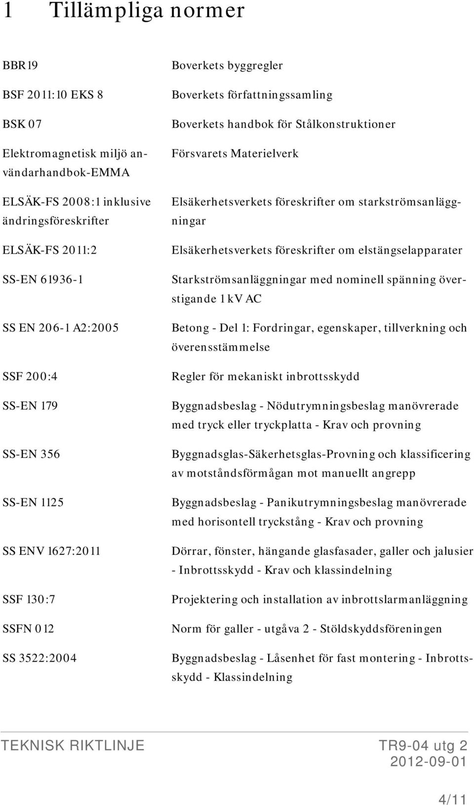 Materielverk Elsäkerhetsverkets föreskrifter om starkströmsanläggningar Elsäkerhetsverkets föreskrifter om elstängselapparater Starkströmsanläggningar med nominell spänning överstigande 1 kv AC