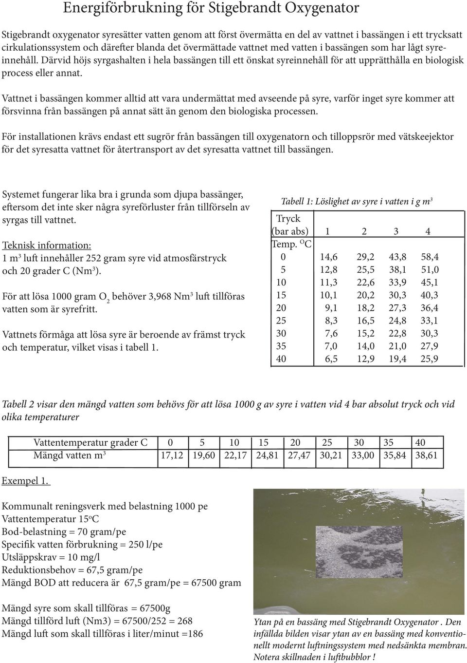 Vattnet i bassängen kommer alltid att vara undermättat med avseende på syre, varför inget syre kommer att försvinna från bassängen på annat sätt än genom den biologiska processen.