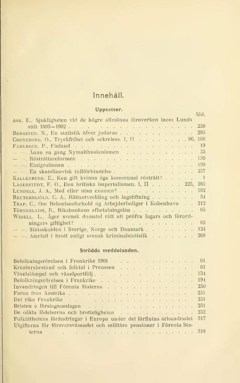 , Kan gift kvinna äga kommunal rösträtt'.' 1 Lagerstedt. F. o., Den britiska imperialismen. I, II 225, 285 LuxDELL. J. A., Med eller utan examen? 182 Reuterskiöld. c. a.