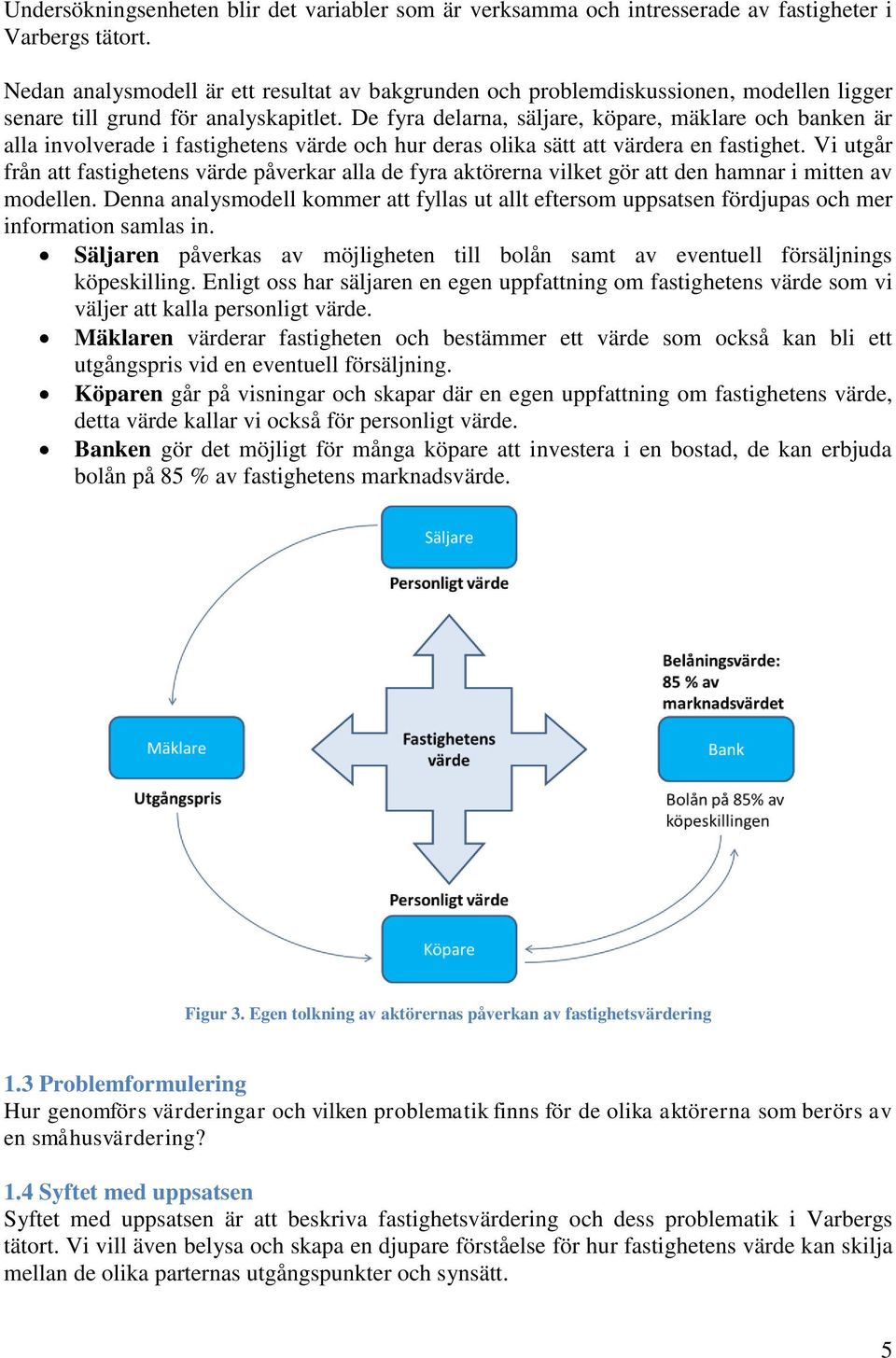 De fyra delarna, säljare, köpare, mäklare och banken är alla involverade i fastighetens värde och hur deras olika sätt att värdera en fastighet.