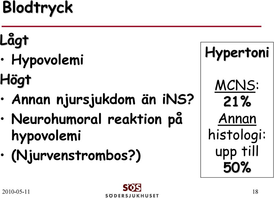 Neurohumoral reaktion på hypovolemi