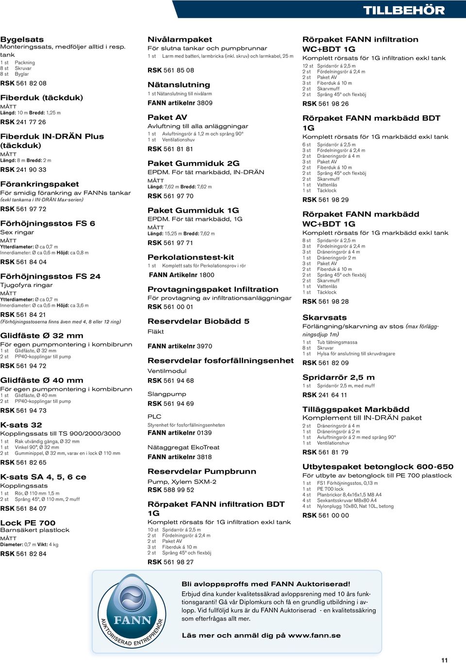 Förankringspaket För smidig förankring av FANNs tankar (exkl tankarna i IN-DRÄN Max-serien) RSK 561 97 72 Förhöjningsstos FS 6 Sex ringar Ytterdiameter: Ø ca 0,7 m Innerdiameter: Ø ca 0,6 m Höjd: ca