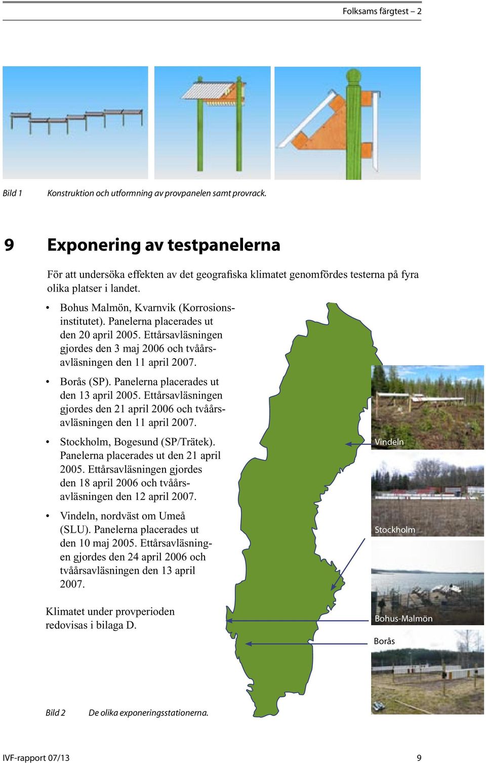 Panelerna placerades ut den 20 april 2005. Ettårsavläsningen gjordes den 3 maj 2006 och tvåårsavläsningen den 11 april 2007. Borås (SP). Panelerna placerades ut den 13 april 2005.