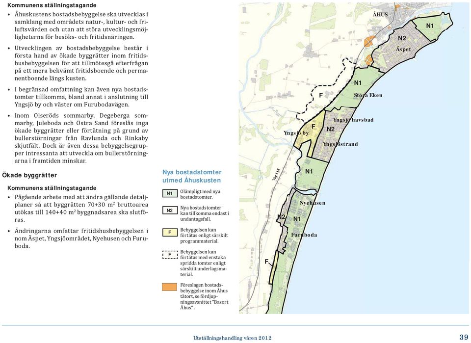 längs kusten. I begränsad omfattning kan även nya bostadstomter tillkomma, bland annat i anslutning till Yngsjö by och väster om Furubodavägen.
