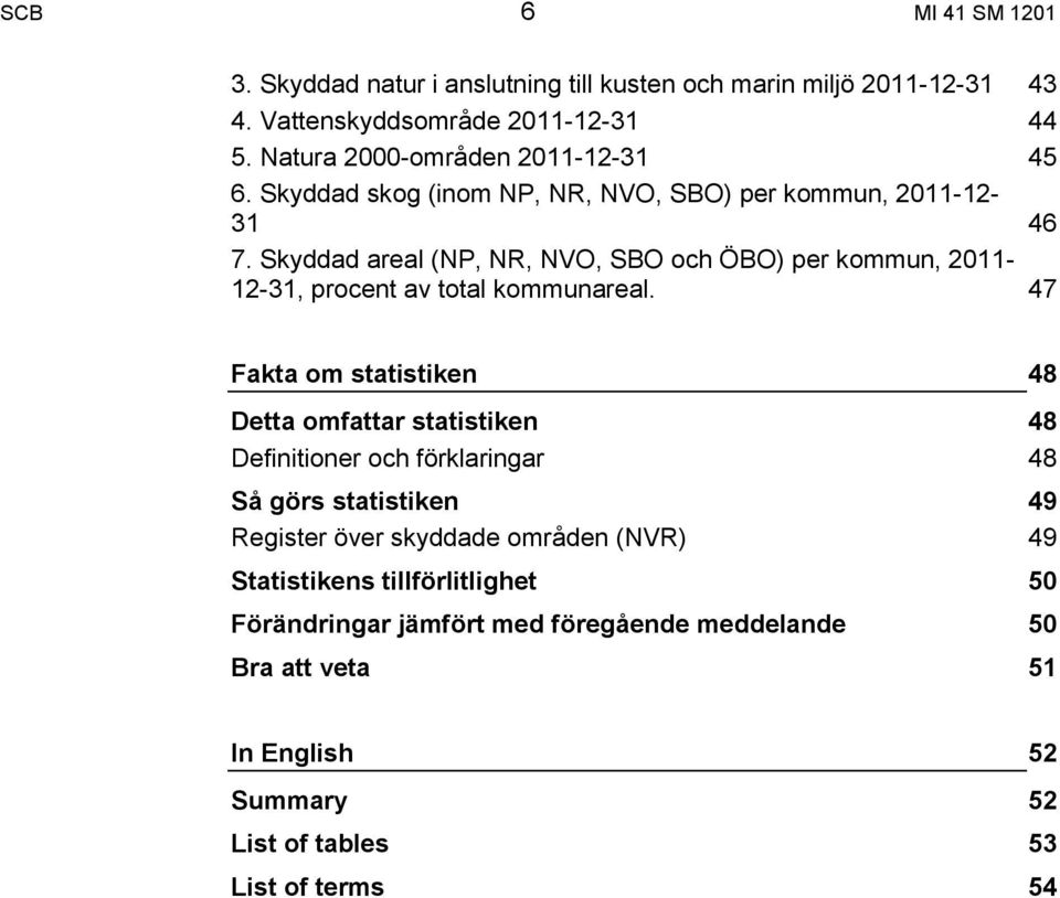 Skyddad areal (NP, NR, NVO, SBO och ÖBO) per kommun, 2011-12-31, procent av total kommunareal.