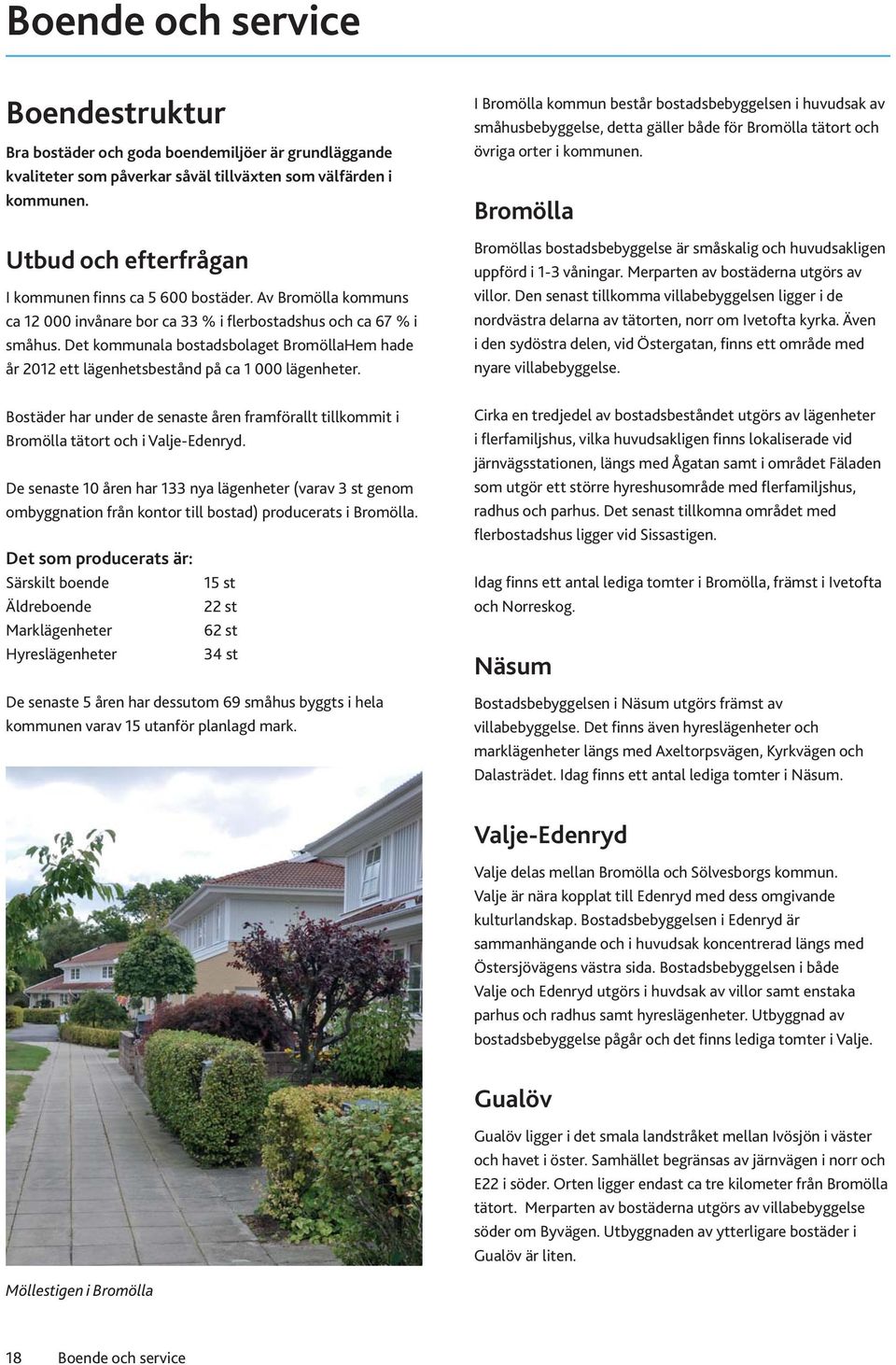 Det kommunala bostadsbolaget BromöllaHem hade år 2012 ett lägenhetsbestånd på ca 1 000 lägenheter.