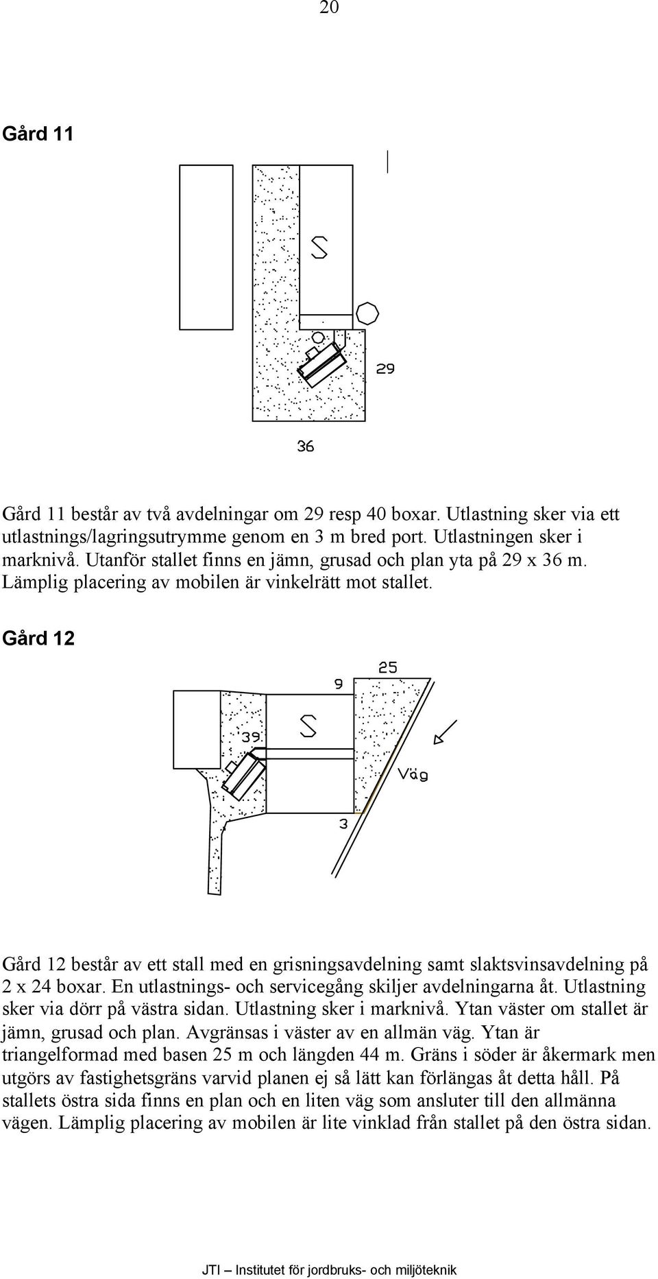 Gård 12 Gård 12 består av ett stall med en grisningsavdelning samt slaktsvinsavdelning på 2 x 24 boxar. En utlastnings- och servicegång skiljer avdelningarna åt.