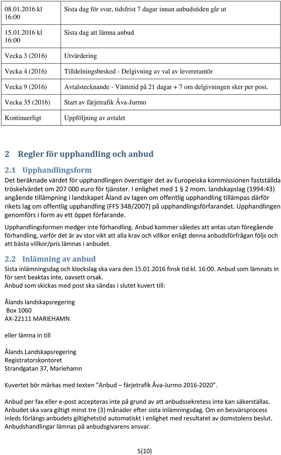 Utvärdering Tilldelningsbesked - Delgivning av val av levererantör Avtalstecknande - Väntetid på 21 dagar + 7 om delgivningen sker per post.