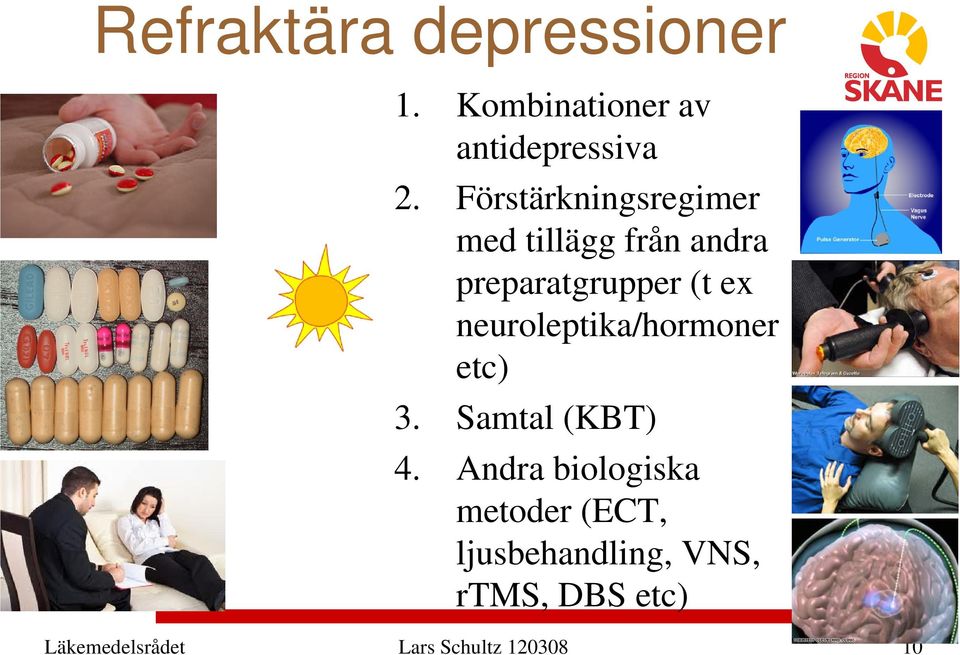 neuroleptika/hormoner etc) 3. Samtal (KBT) 4.