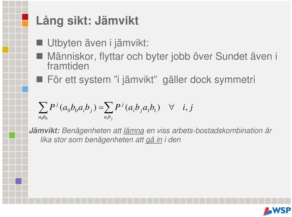 P j = j ( abaib j ) P ( aib ja1b1 ) a i b j i, j Jämvikt: Benägenheten att