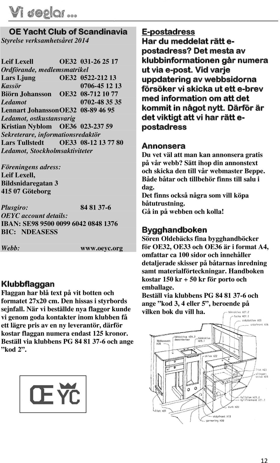 Stockholmsaktiviteter Föreningens adress: Leif Lexell, Bildsnidaregatan 3 415 07 Göteborg Plusgiro: 84 81 37-6 OEYC account details: IBAN: SE98 9500 0099 6042 0848 1376 BIC: NDEASESS Webb: www.oeyc.