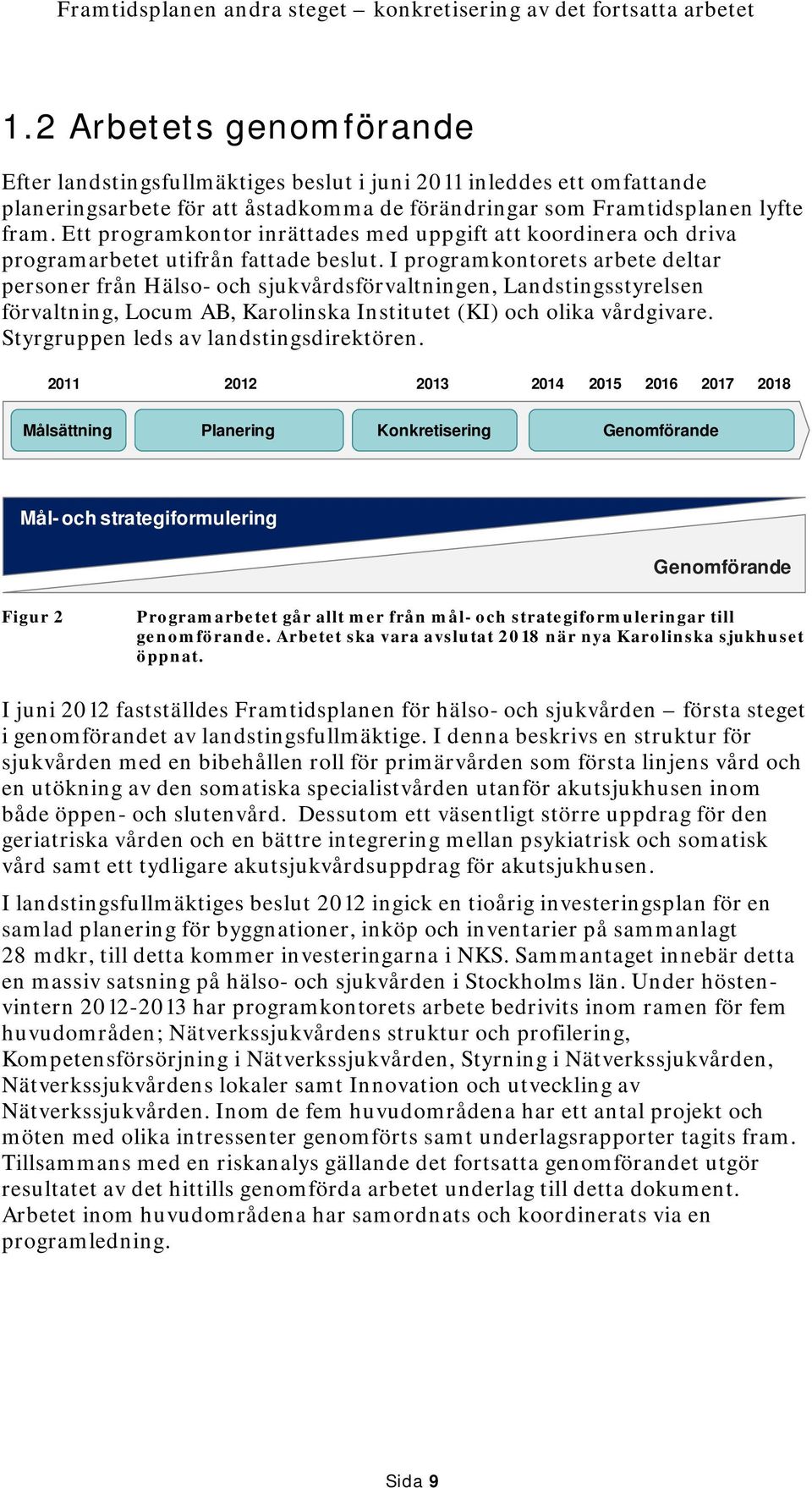 I programkontorets arbete deltar personer från Hälso- och sjukvårdsförvaltningen, Landstingsstyrelsen förvaltning, Locum AB, Karolinska Institutet (KI) och olika vårdgivare.