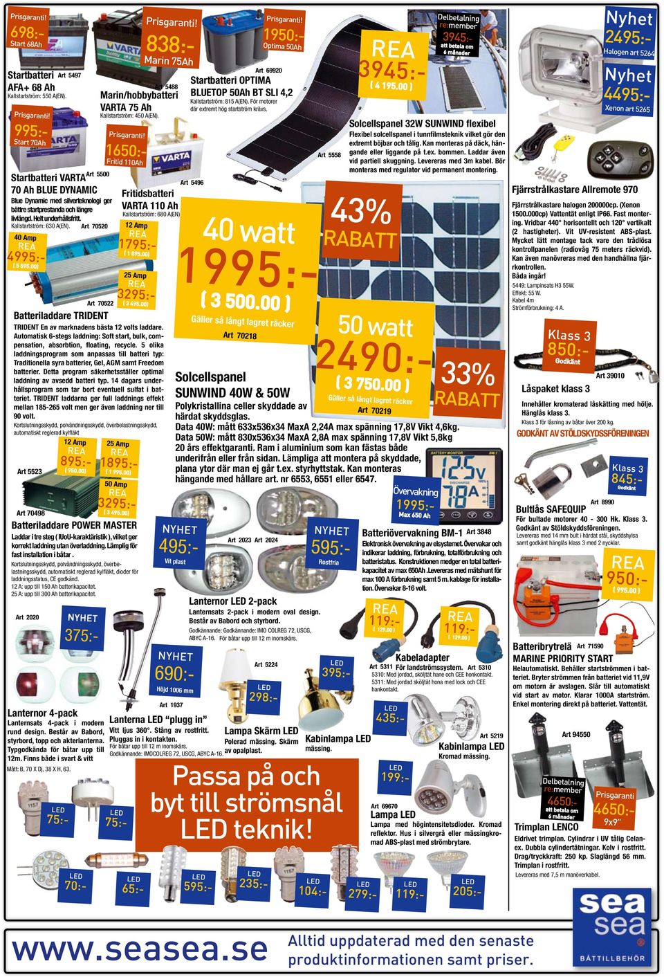 Automatisk 6-stegs laddning: Soft start, bulk, compensation, absorbtion, floating, recycle.