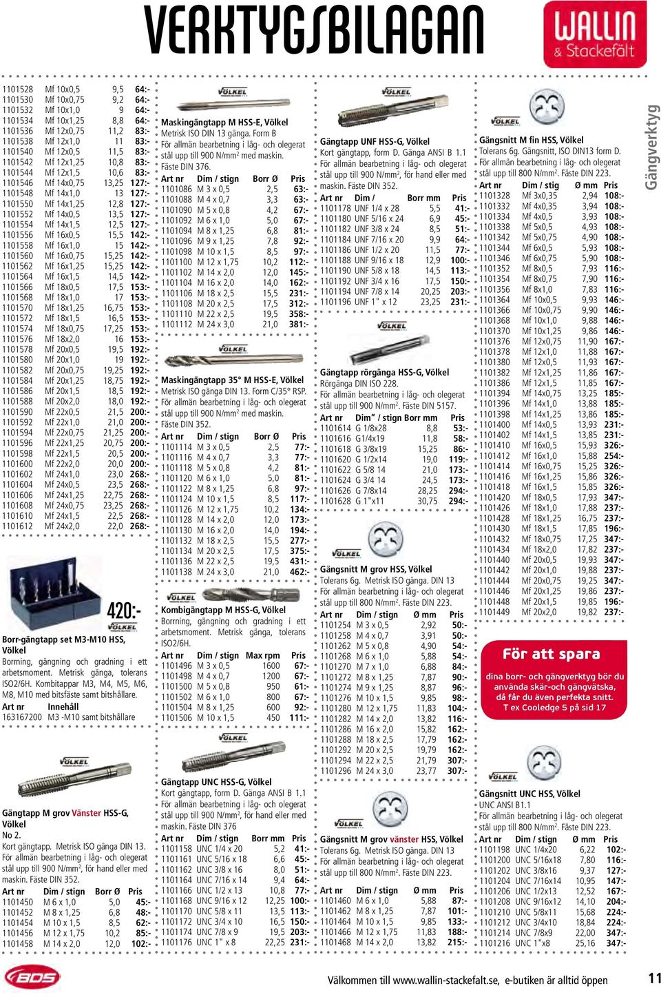 1101556 Mf 16x0,5 15,5 142:- 1101558 Mf 16x1,0 15 142:- 1101560 Mf 16x0,75 15,25 142:- 1101562 Mf 16x1,25 15,25 142:- 1101564 Mf 16x1,5 14,5 142:- 1101566 Mf 18x0,5 17,5 153:- 1101568 Mf 18x1,0 17