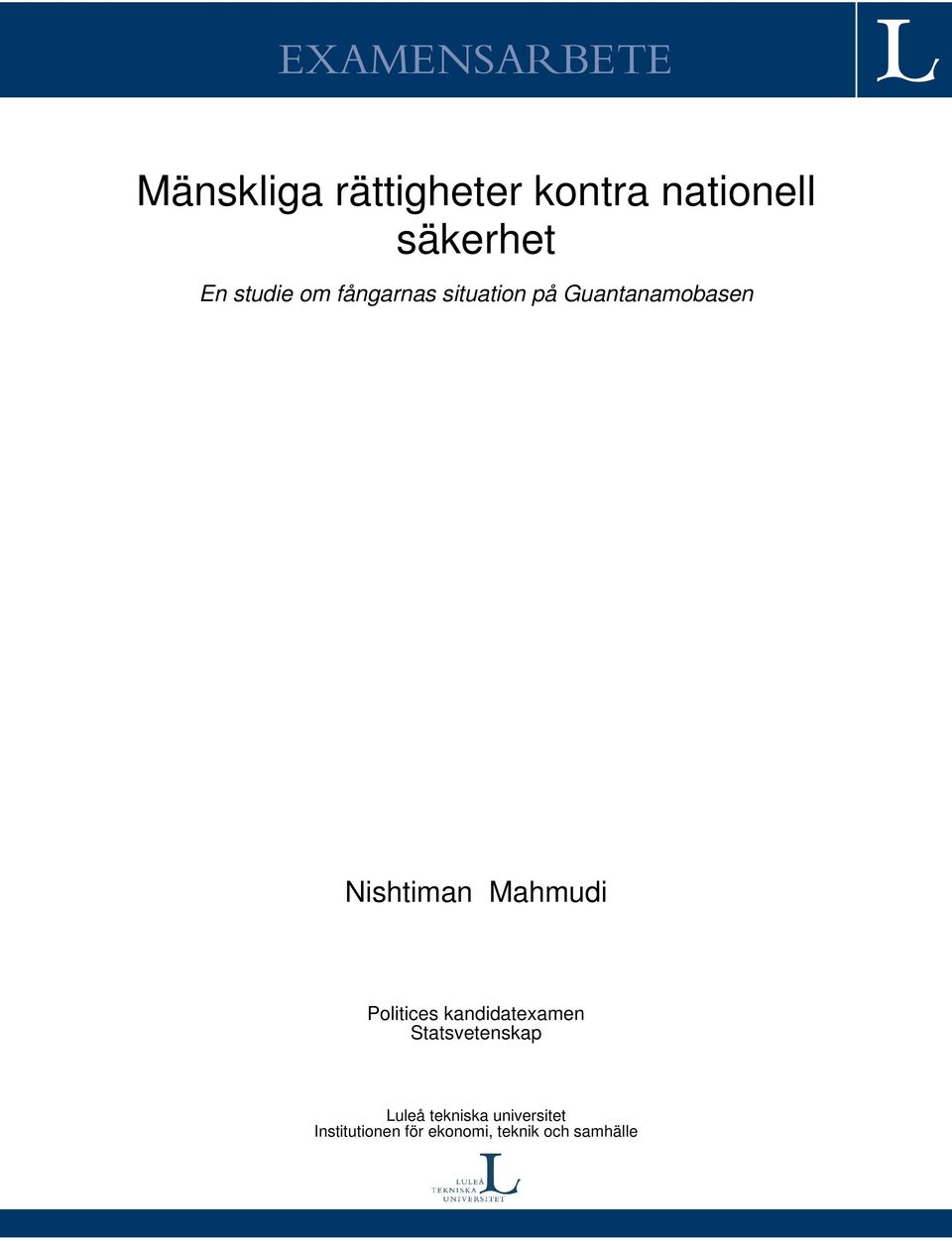 Mahmudi Politices kandidatexamen Statsvetenskap Luleå